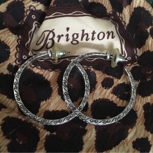 Brighton Intricate Silver Hoop Earrings